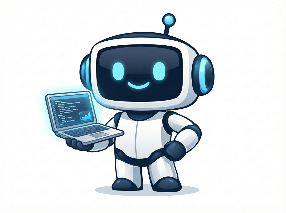 Around IT mascot holding a laptop