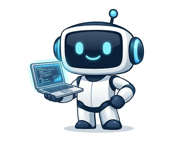 Around IT mascot holding a laptop